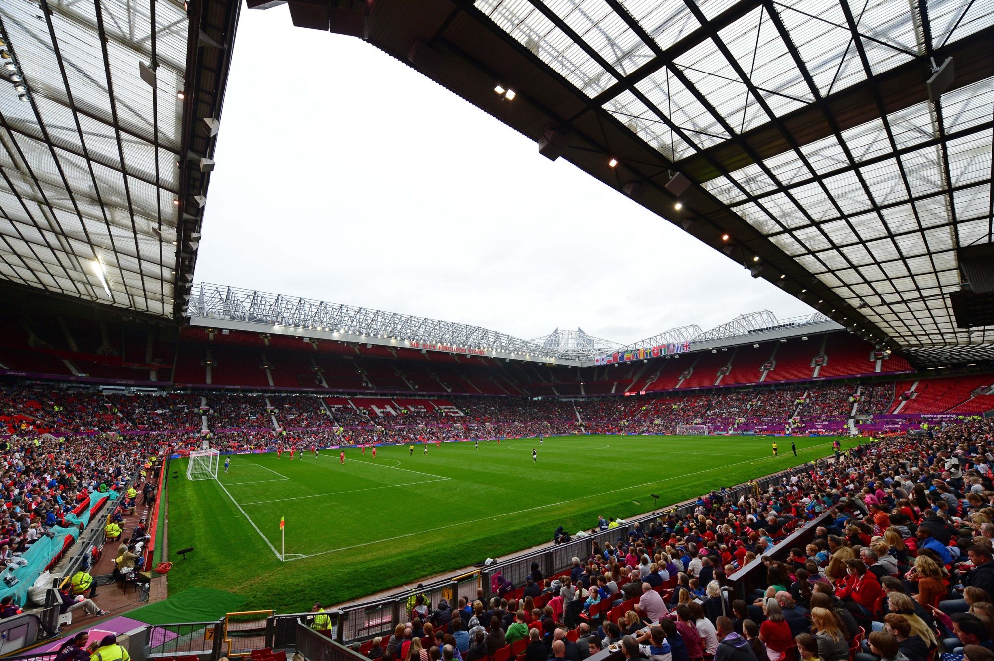 Jul 31, 2012; Manchester , United Kingdom; Overall view of Old Trafford during the second half of the game between the USA against North Korea during the women's preliminary round in the London 2012 Olympic Games. USA defeated North Korea 1-0.