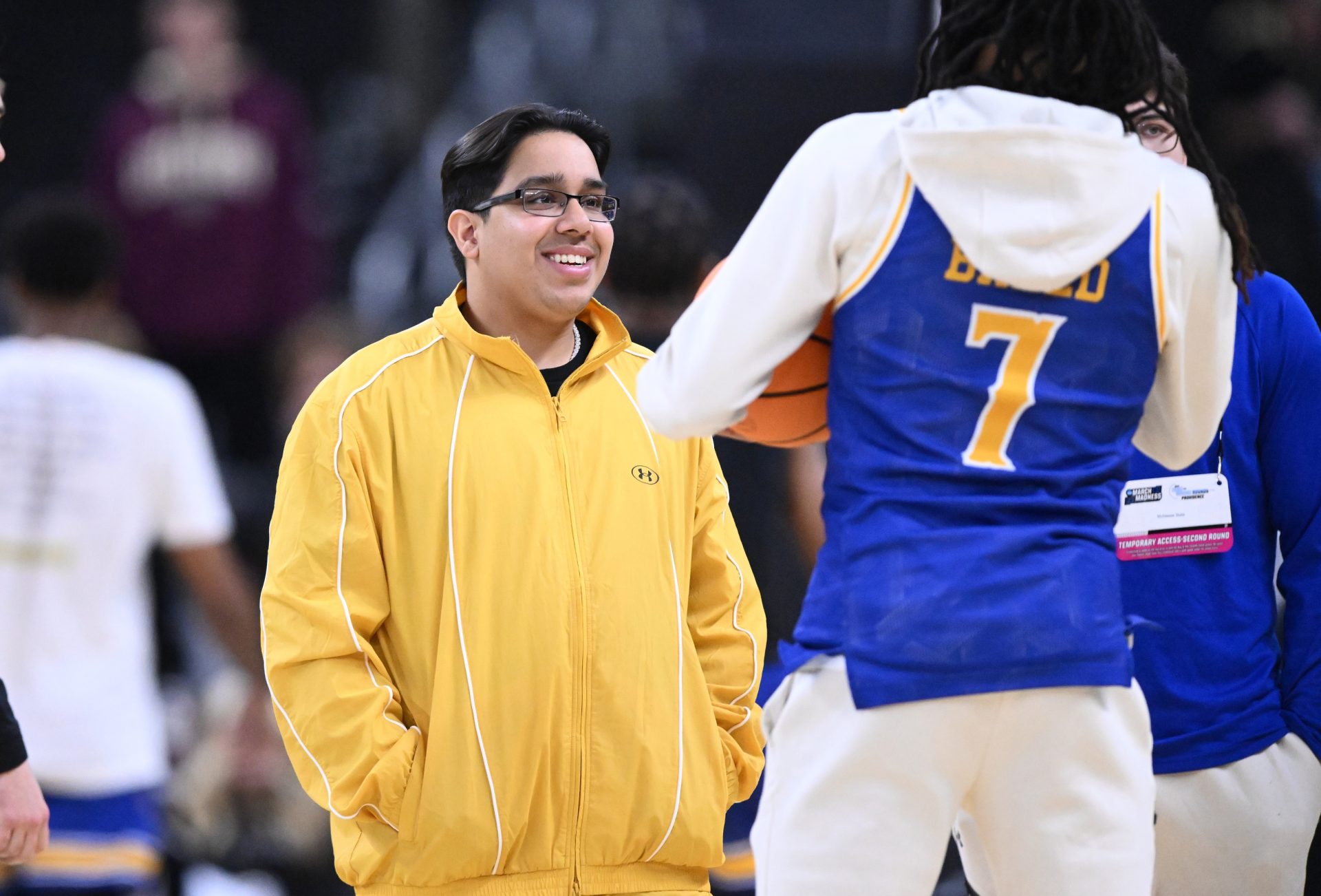 Mar 22, 2025; Providence, RI, USA; McNeese State Cowboys manager Amir Khan before a second round men’s NCAA Tournament game against the Purdue Boilermakers at Amica Mutual Pavilion