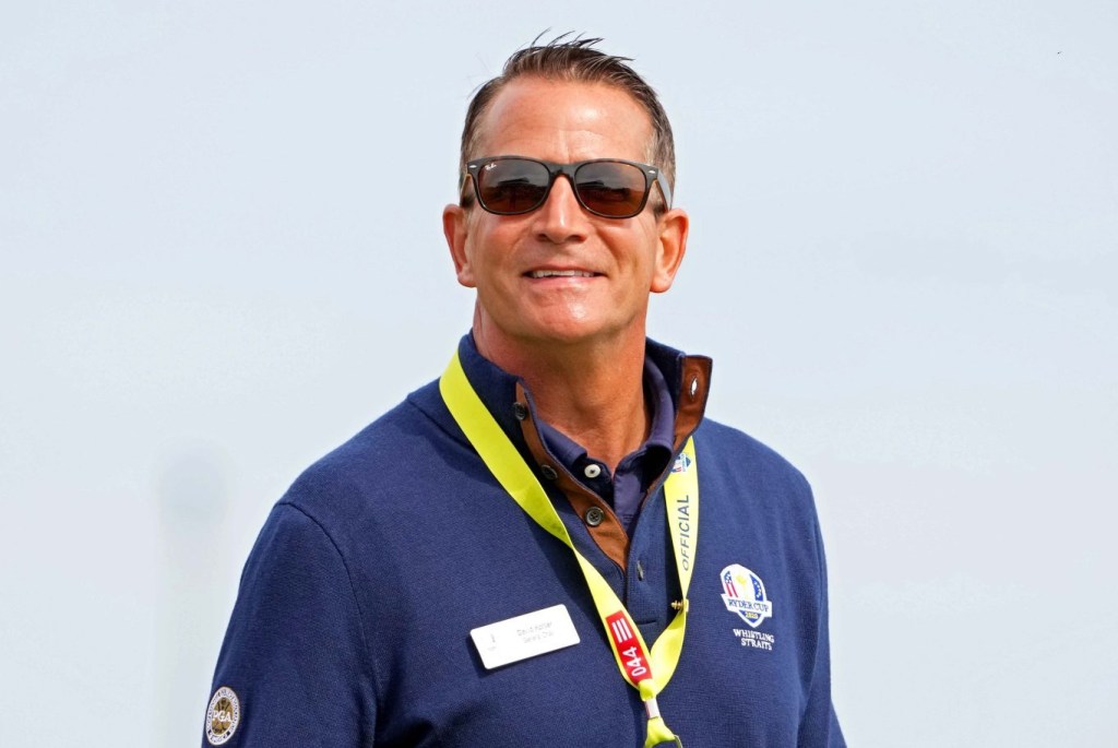 Sep 26, 2021; Haven, Wisconsin, USA; David Kohler on the second hole during day two four-ball rounds for the 43rd Ryder Cup golf competition at Whistling Straits.
