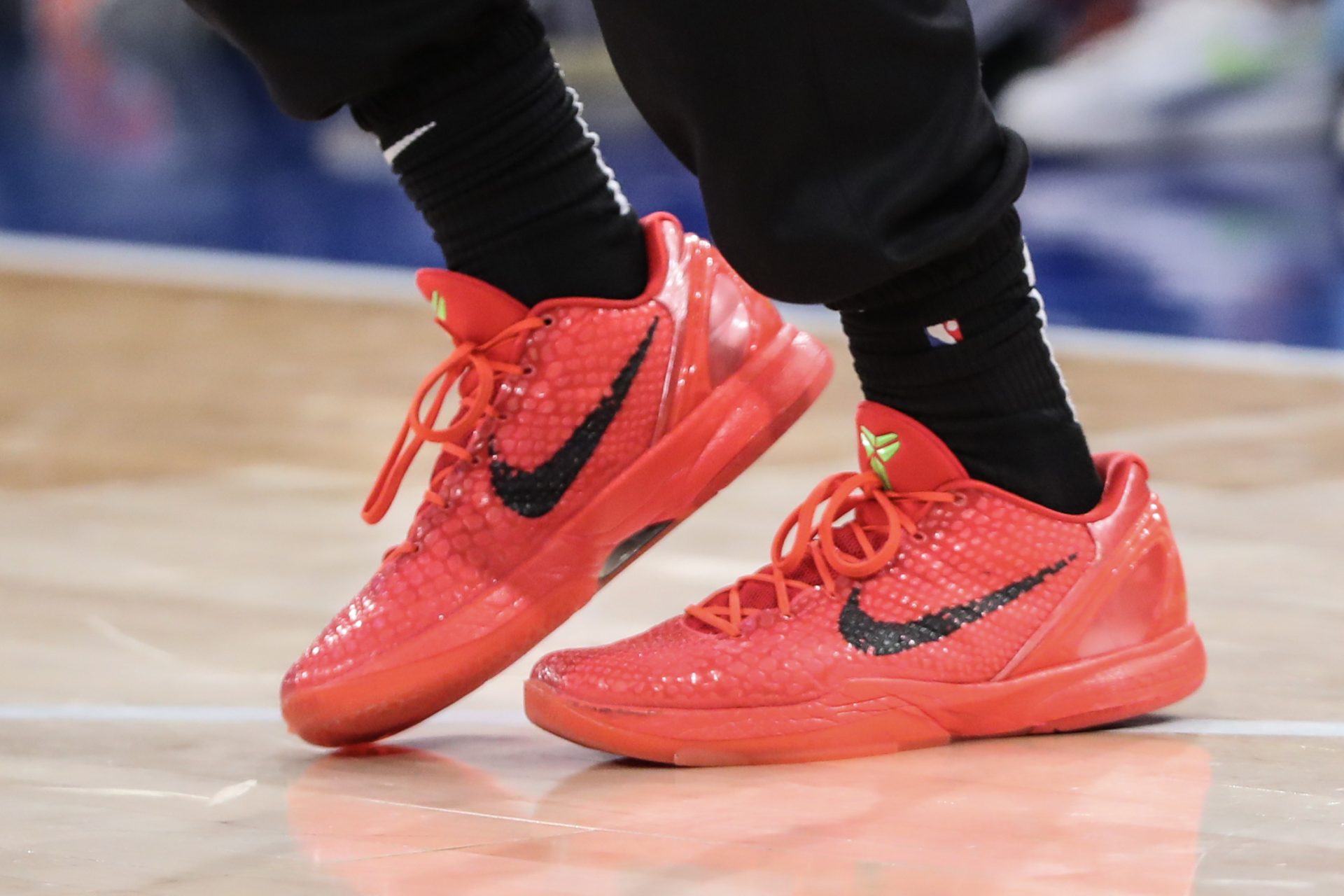 Mar 23, 2024; New York, New York, USA; Sneakers worn by New York Knicks guard Jalen Brunson (11) during warmups prior to the game against the Brooklyn Nets at Madison Square Garden.