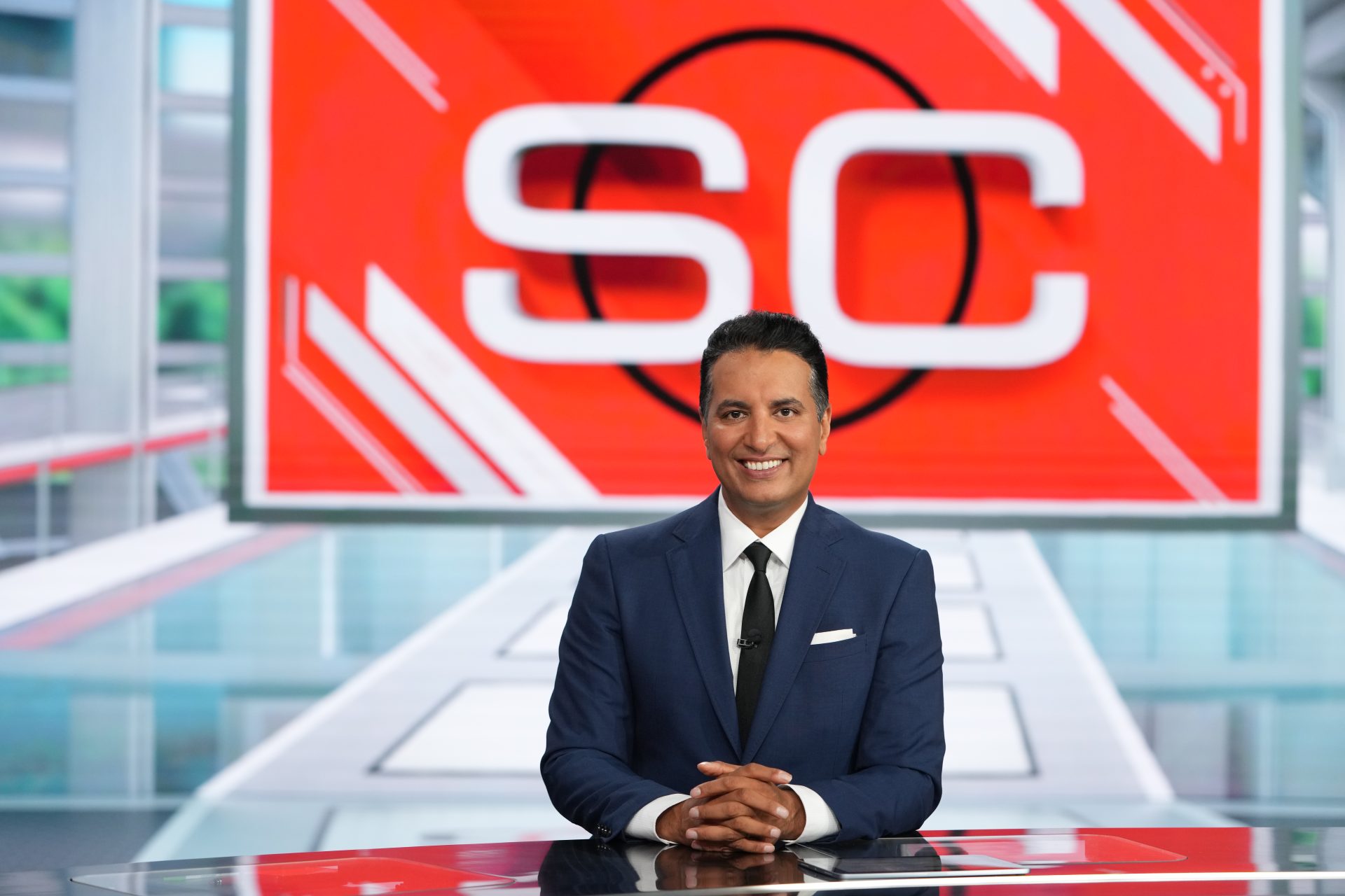 Bristol, CT - October 3, 2023 - Studio X: Kevin Negandhi on the set of SportsCenter.
