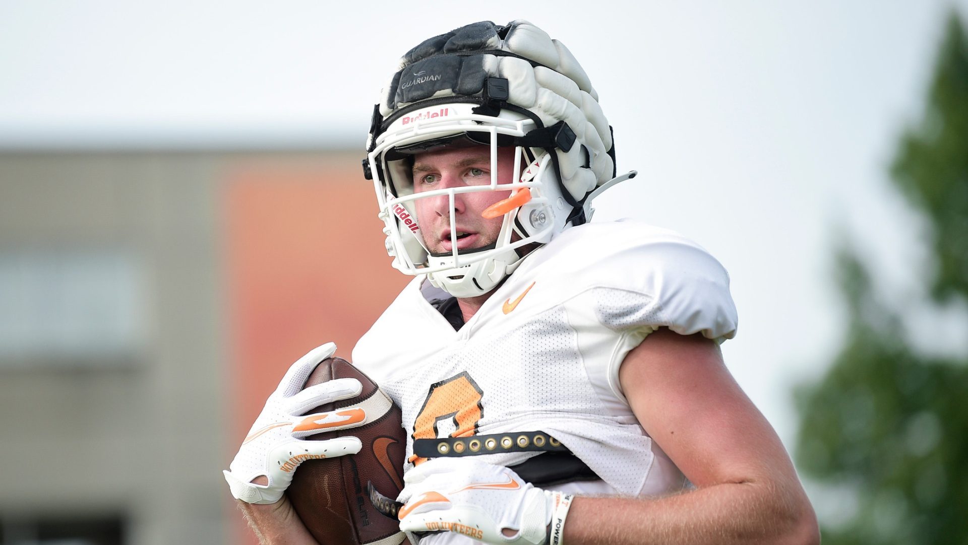 Tennessee wide receiver Grant Frerking (0) drills during fall practice at Haslam Field in Knoxville, Tenn. on Friday, Aug. 6, 2021.