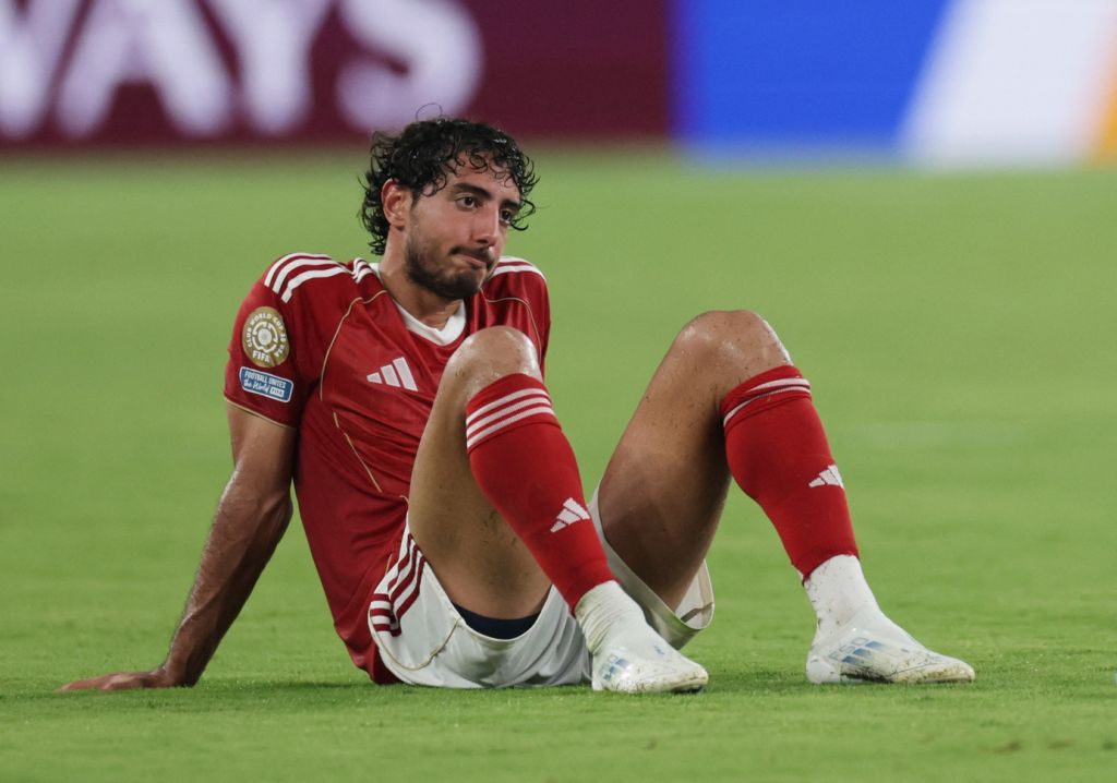 Jun 23, 2025; East Rutherford, New Jersey, USA; Al Ahly's Mohamed Hany reacts after the match during a group stage match of the 2025 FIFA Club World Cup at MetLife Stadium.