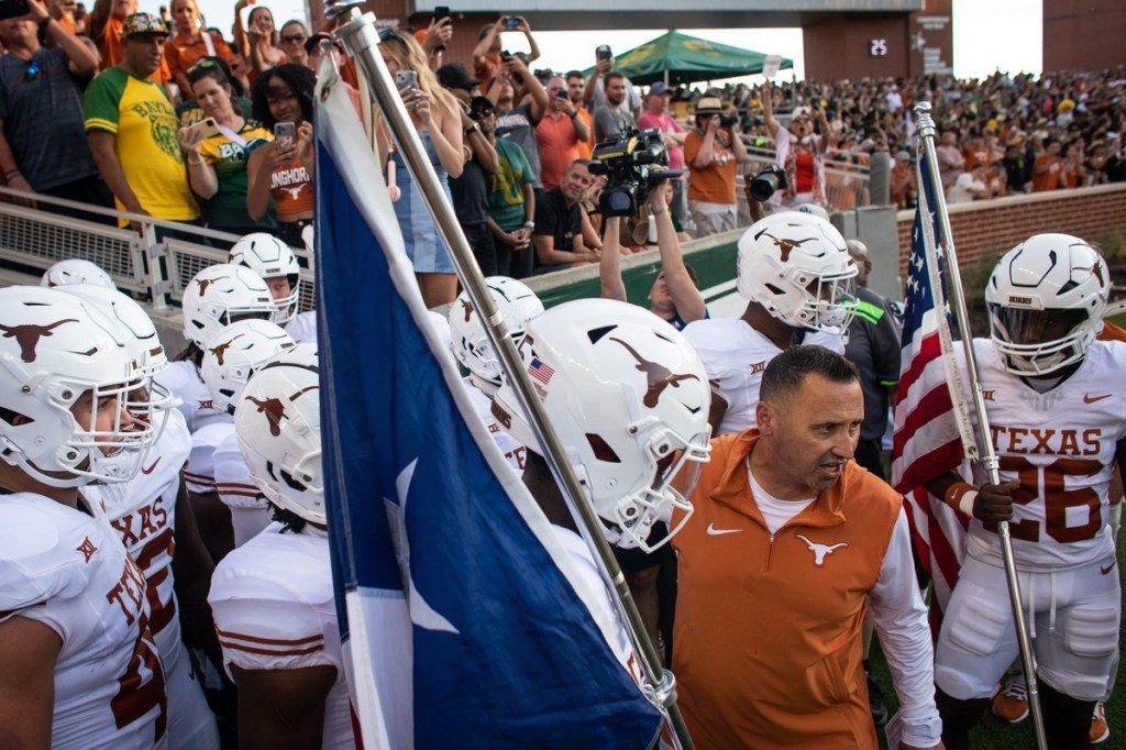 Texas Head Coach Steve Sarkisian waits to lead his team out of the tunnel ahead of the Longhorns' game against the Baylor Bears, Saturday, Sept. 23 at McLane Stadium in Waco.