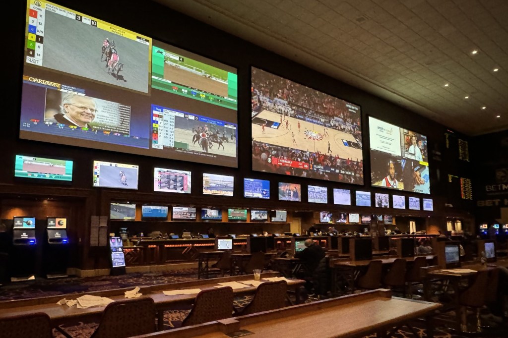 Mar 16, 2024; Las Vegas, NV, USA; The BetMGM Sportsbook at the Mandalay Bay resort and casino.