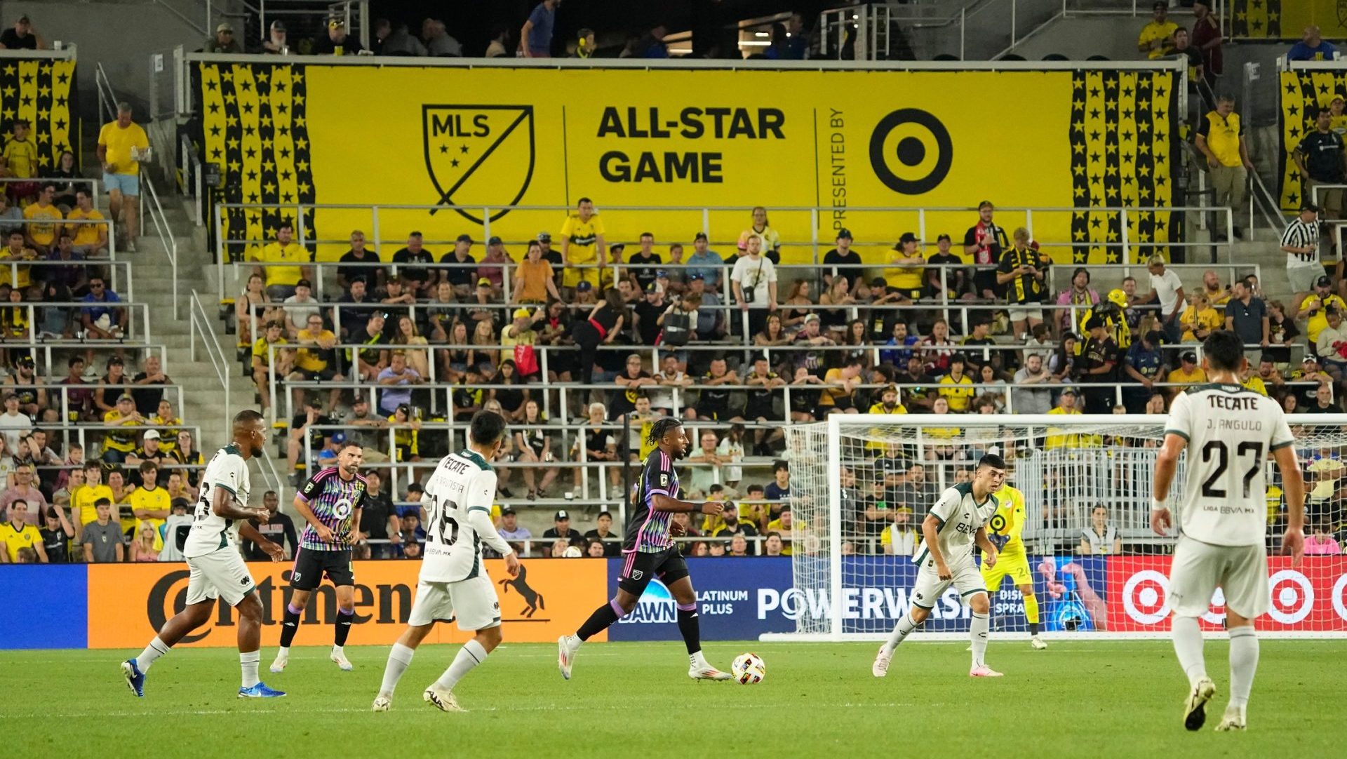 Jul 24, 2024; Columbus, OH, USA; MLS defender Steven Moreira of the Columbus Crew (31) controls the ball during the MLS All-Star Game at Lower.com Field.
