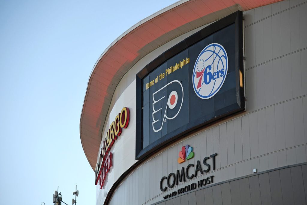 Oct 27, 2024; Philadelphia, Pennsylvania, USA; A general view of the Wells Fargo Center before game between Philadelphia Flyers and Montreal Canadiens.