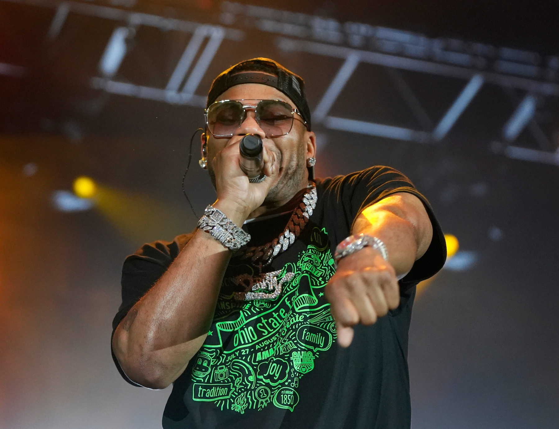 Rapper Nelly peforms at the Ohio State Fair on July 30, 2022, in Columbus, Ohio.