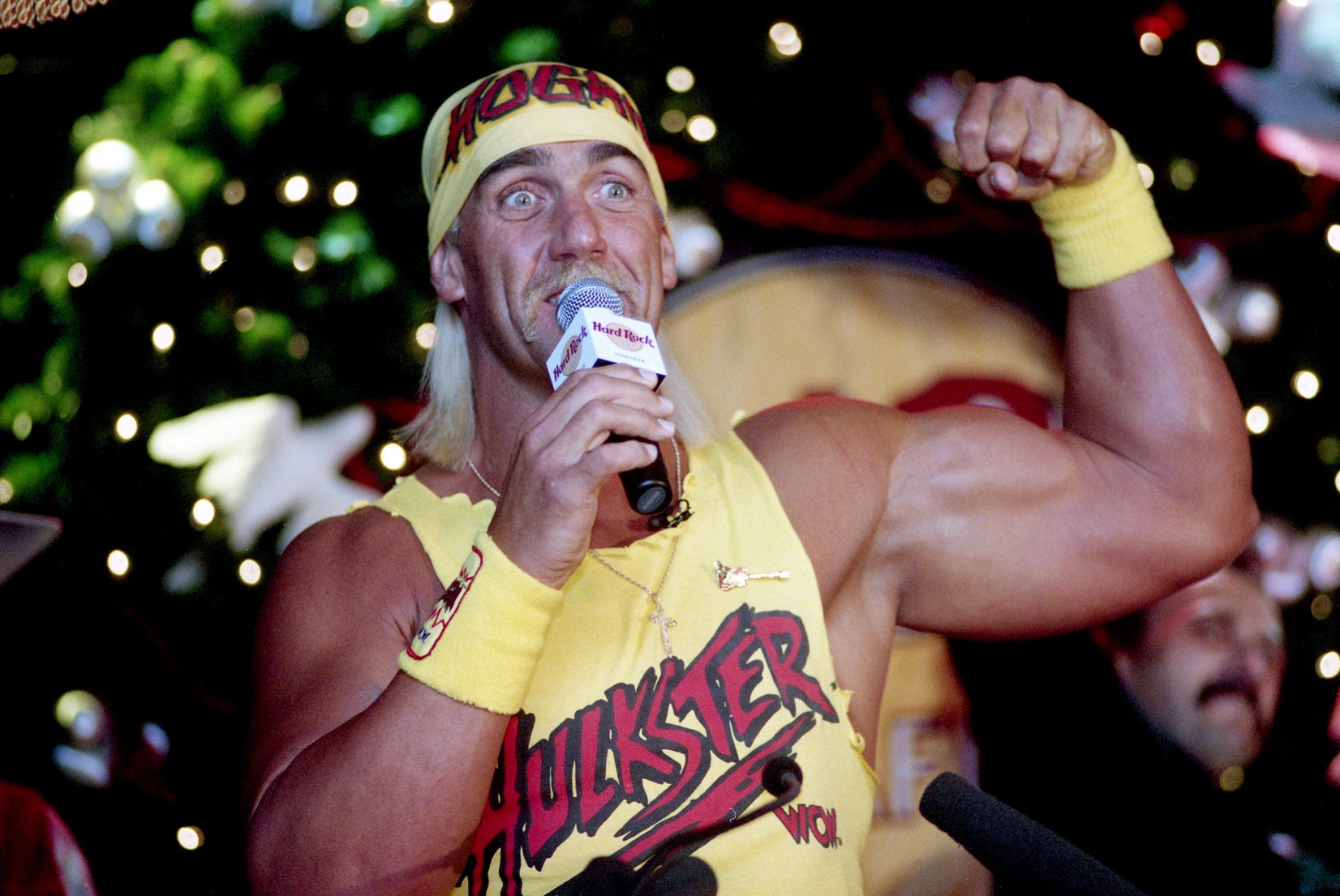 Hulk Hogan talks up the Hulkamania on Dec. 6, 1994, at the Hard Rock CafÃ© in Nashville during a press conference promoting the Dec. 27â€™s Starcade â€™94, a pay-per-view wrestling bonanza at Municipal Auditorium. Hogan will battle archrival Butcher in the main event.