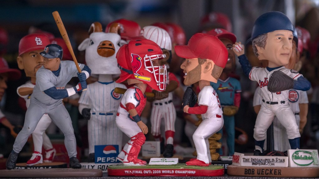 Bobbleheads are seen at Vintage Indy Sports, Tuesday, April 29, 2025 in Speedway. The local sports memorabilia store opened recently.