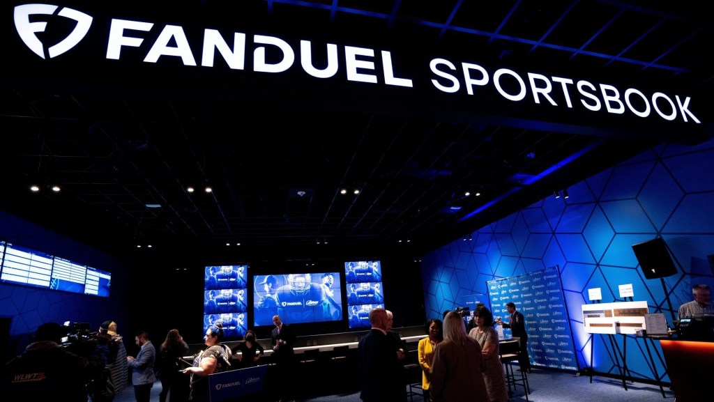A view of the FanDuel Sportsbook betting area at Belterra Park Cincinnati.