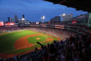 Jul 2, 2025; Boston, Massachusetts, USA; Boston Red Sox fans cheer after a home run by Boston Red Sox designated hitter Wilyer Abreu (52) during the sixth inning against the Cincinnati Reds at Fenway Park.