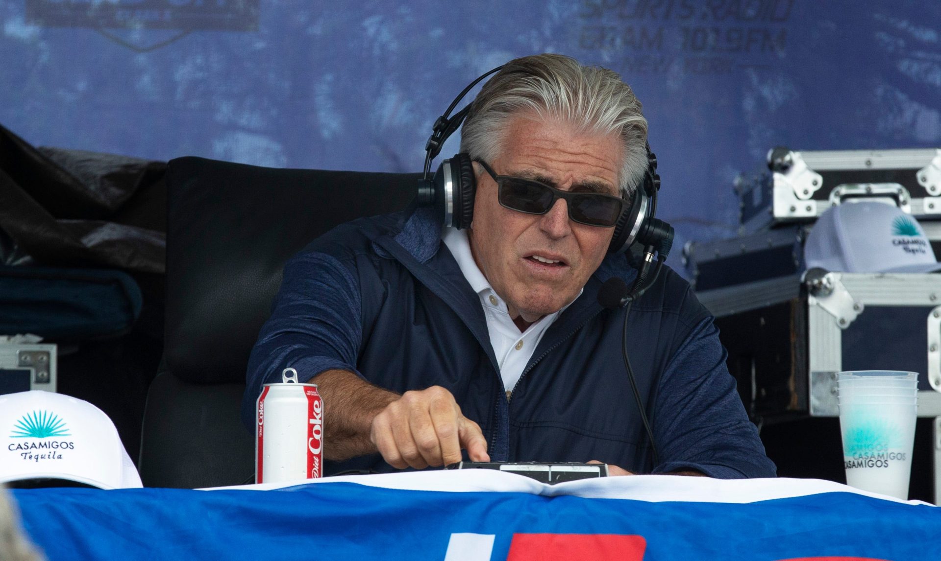 People attend the WFAN's Mike Francesa Summer Send-Off show at Bar Anticipation in Lake Como, NJ on August 23, 2019. Bara190823
