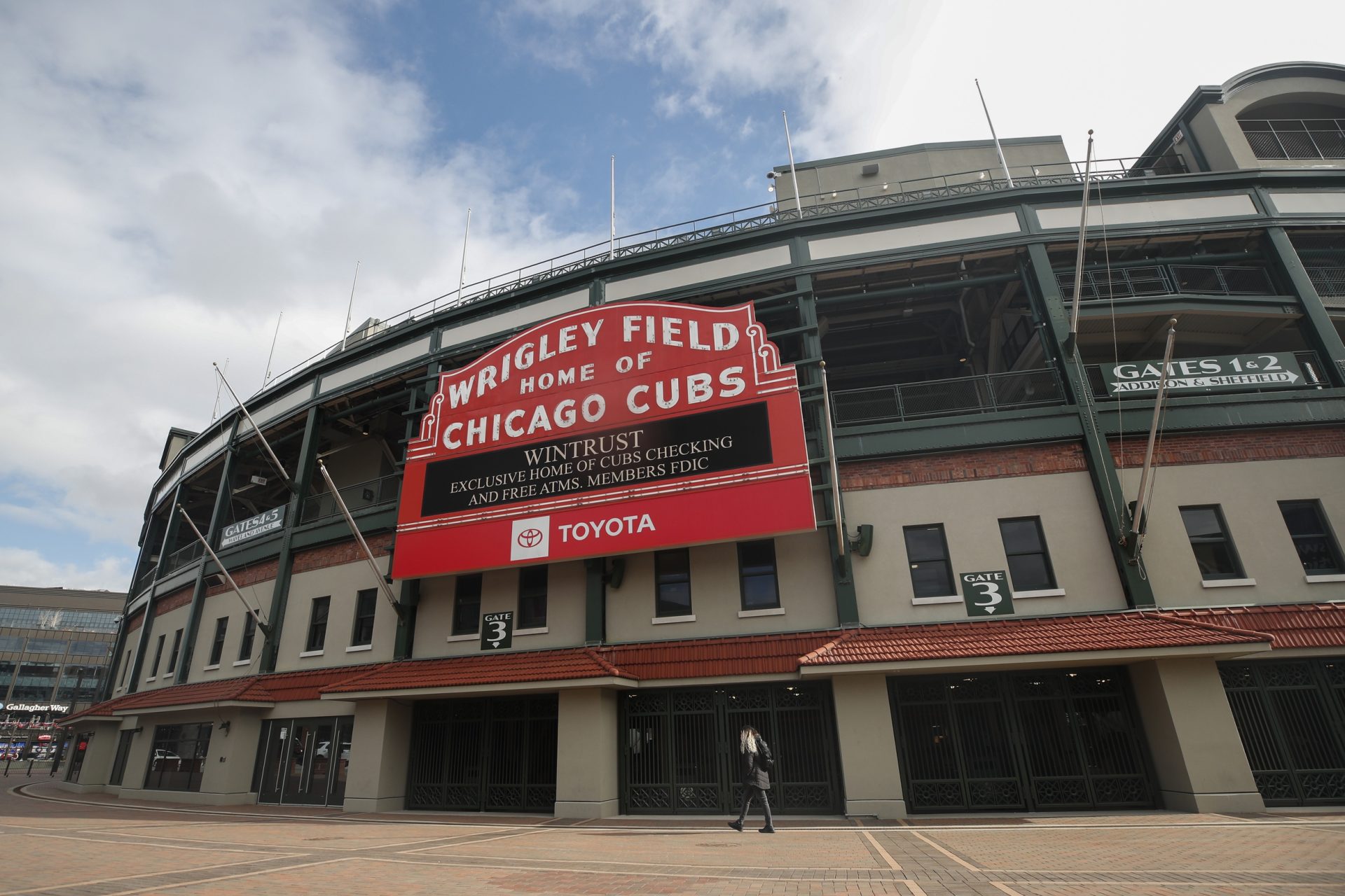 Mar 24, 2021; Chicago, Illinois, USA; A general view of the exterior of Wrigley Field. Mandatory Credit:
