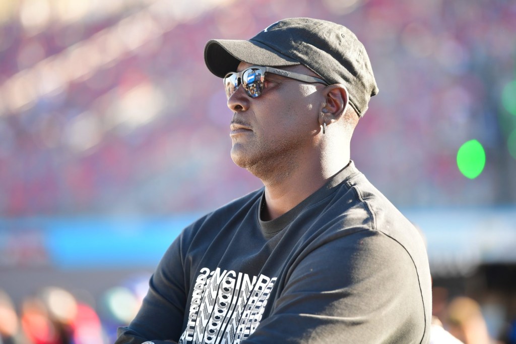 Nov 9, 2024; Avondale, Arizona, USA; 23XI Racing team owner Michael Jordan during qualifying for the Cup Series championship race at Phoenix Raceway.