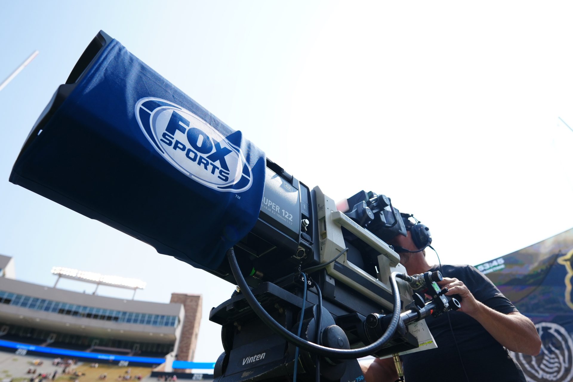 Sep 6, 2025; Boulder, Colorado, USA; General view of a Fox Sports camera station before the game between the Delaware Fightin Blue Hens against the Colorado Buffaloes at Folsom Field.