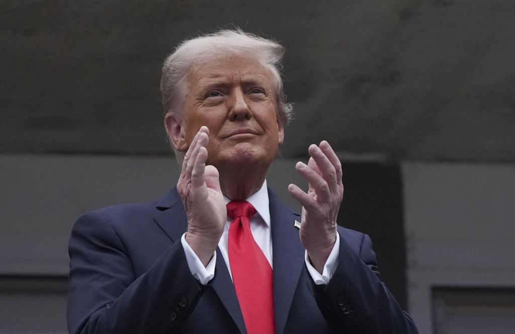 Sep 7, 2025; Flushing, NY, USA; President Donald Trump prior to the final of mens singles at Billie Jean King National Tennis Center.