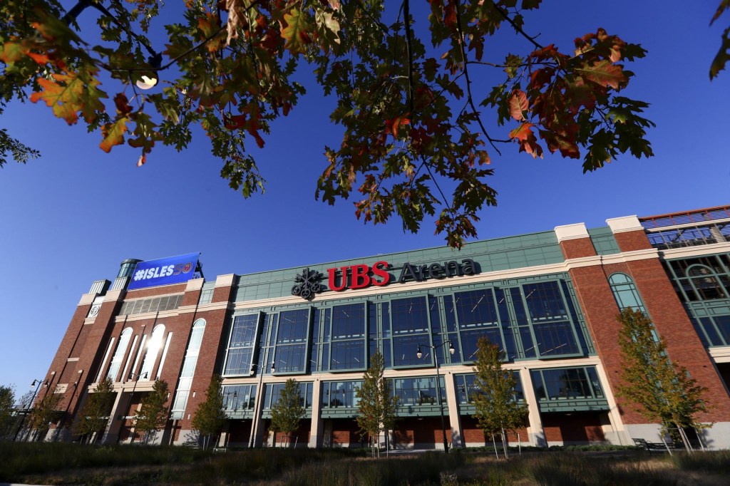 Oct 15, 2022; Elmont, New York, USA; An exterior view of UBS Arena before a game between the New York Islanders