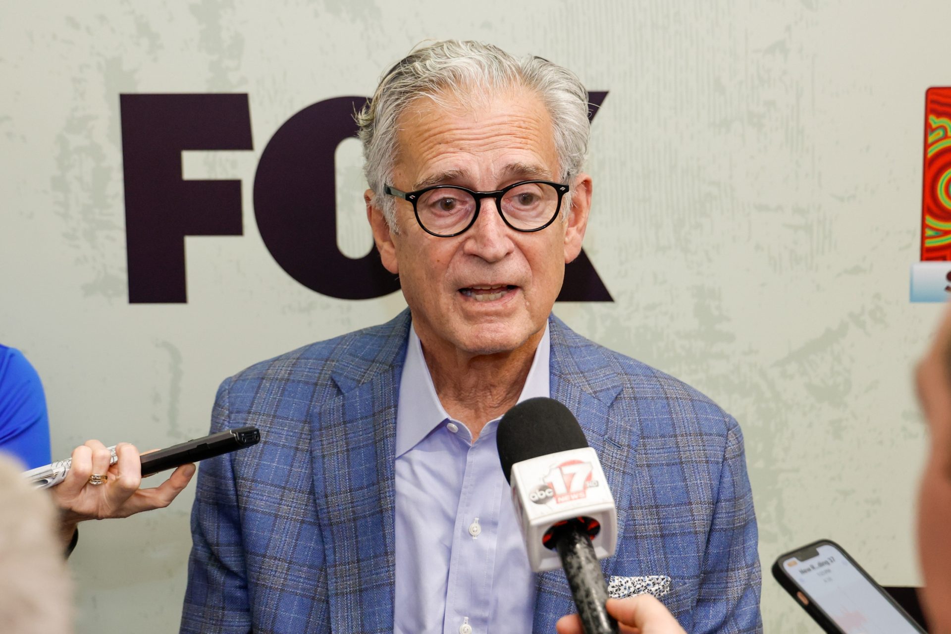 Feb 6, 2025; New Orleans, LA, USA; Fox Sports College and NFL rules expert Mike Pereira during a Fox Sports media party in advance of Super Bowl LIX at Convention Center. Mandatory Credit: