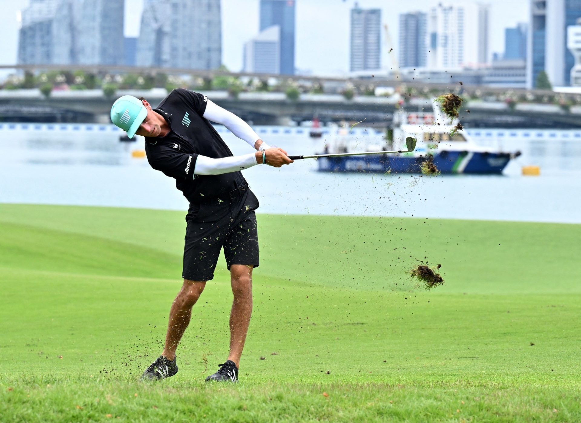 [US, Mexico, & Canada customers only] Mar 16, 2025; Singapore, SINGAPORE; Joaquin Niemann in action during the final round of LIV Golf Singapore at Sentosa Golf Club.