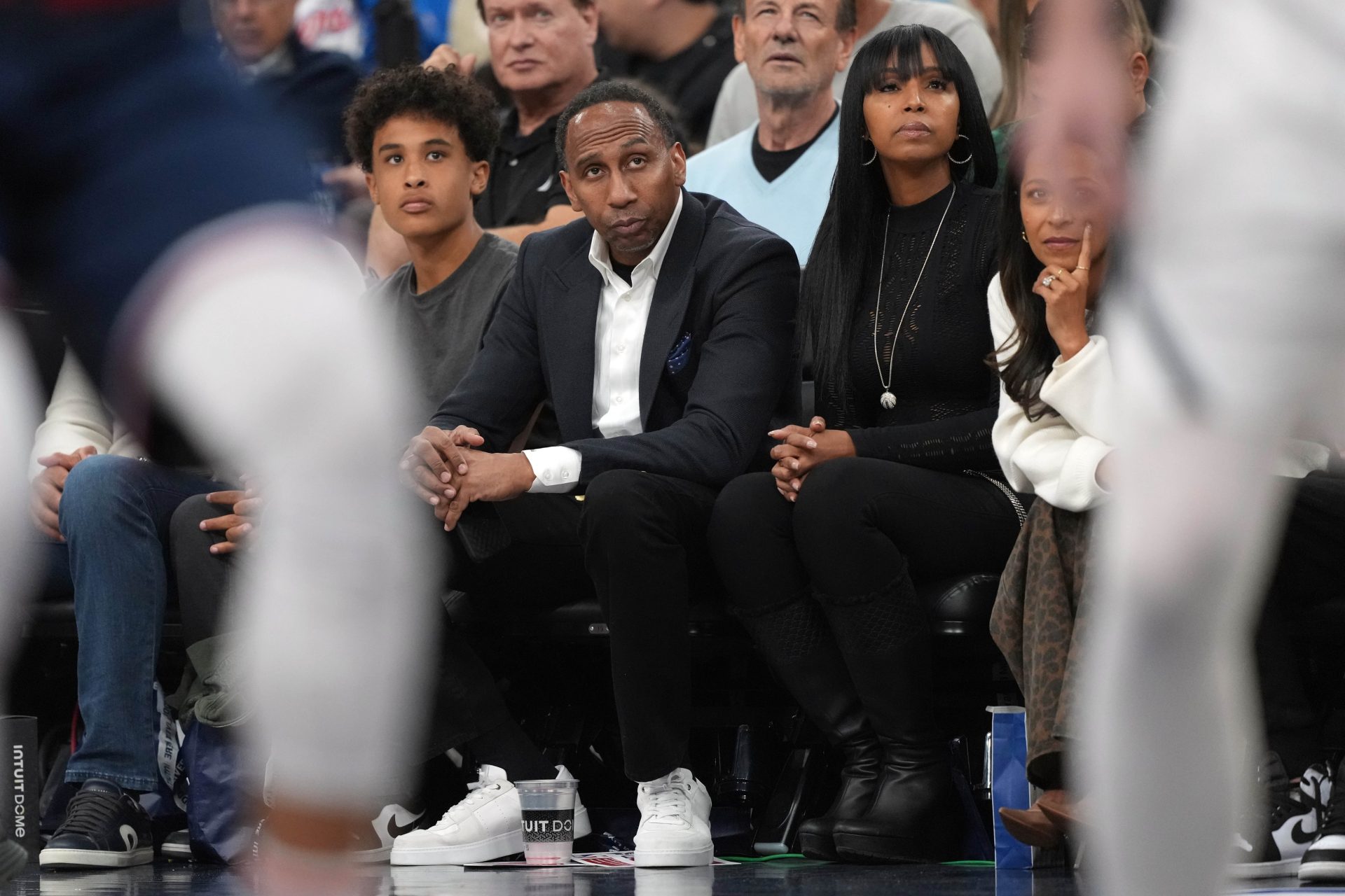 May 1, 2025; Inglewood, California, USA; Stephen A. Smith attends game six of first round for the 2025 NBA Playoffs between the Denver Nuggets and the LA Clippers at Intuit Dome.
