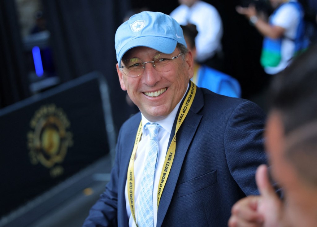 [Subscription Customers Only] Jun 19, 2025; Pasadena, California, USA; Botafogo owner John Textor before the match during a group stage match of the 2025 FIFA Club World Cup at Rose Bowl Stadium.
