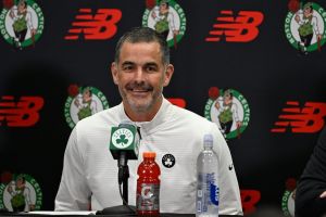 Sep 25, 2025; Boston, MA, USA; Boston Celtics lead owner and governor Bill Chisholm speaks during a press conference at Auerbach Center.