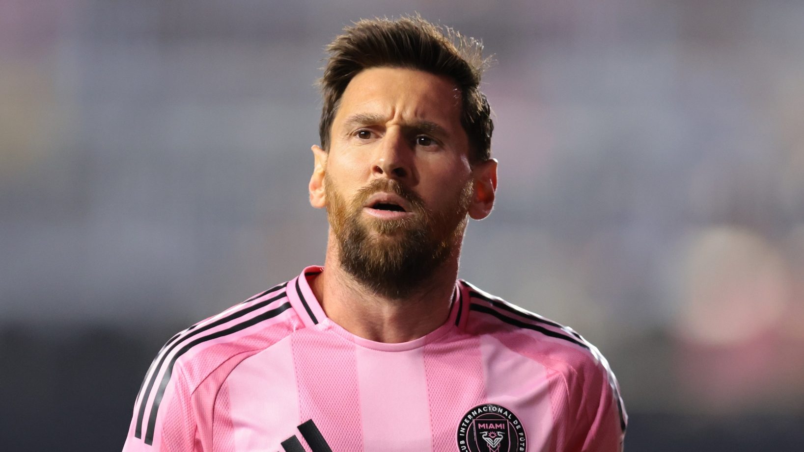 Oct 24, 2025; Fort Lauderdale, Florida, USA; Inter Miami CF forward Lionel Messi (10) looks on against Nashville SC during the first half at Chase Stadium.