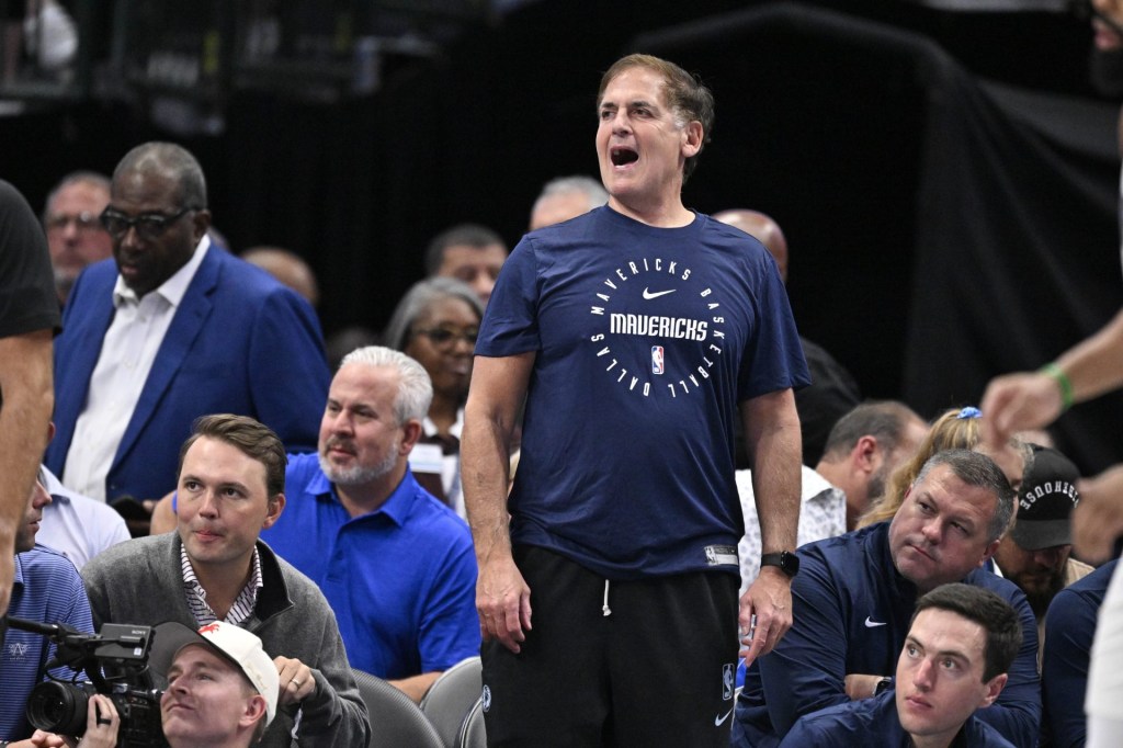 Oct 7, 2024; Dallas, Texas, USA; Mark Cuban looks on during the game between the Dallas Mavericks and the Memphis Grizzlies at American Airlines Center