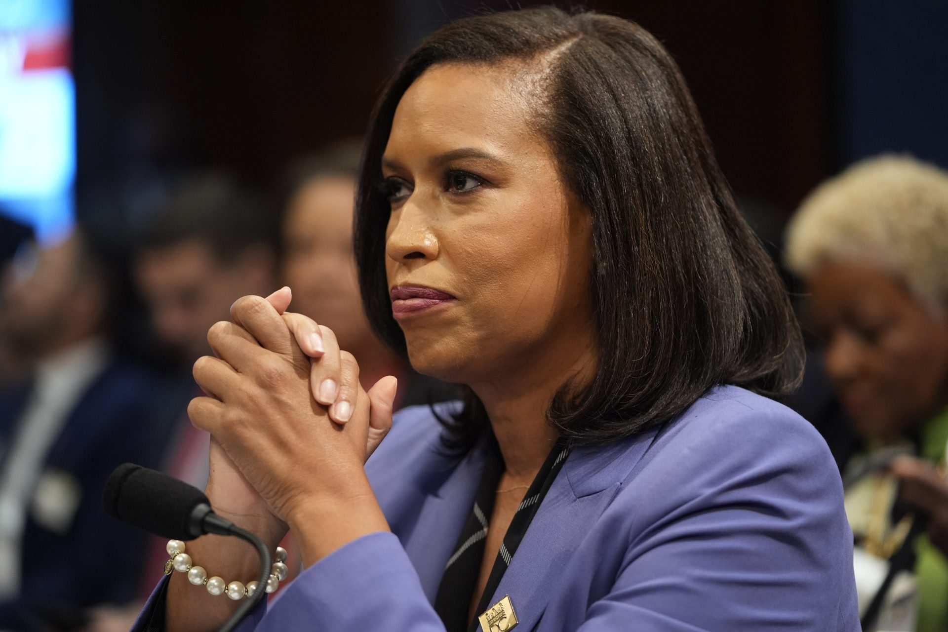 Sep 18, 2025; Washington, DC, USA; Mayor Muriel Bowser of Washington, D.C., testifies in front of the House Oversight Committee in Washington, D.C., on Sept. 18, 2025. Mandatory Credit: