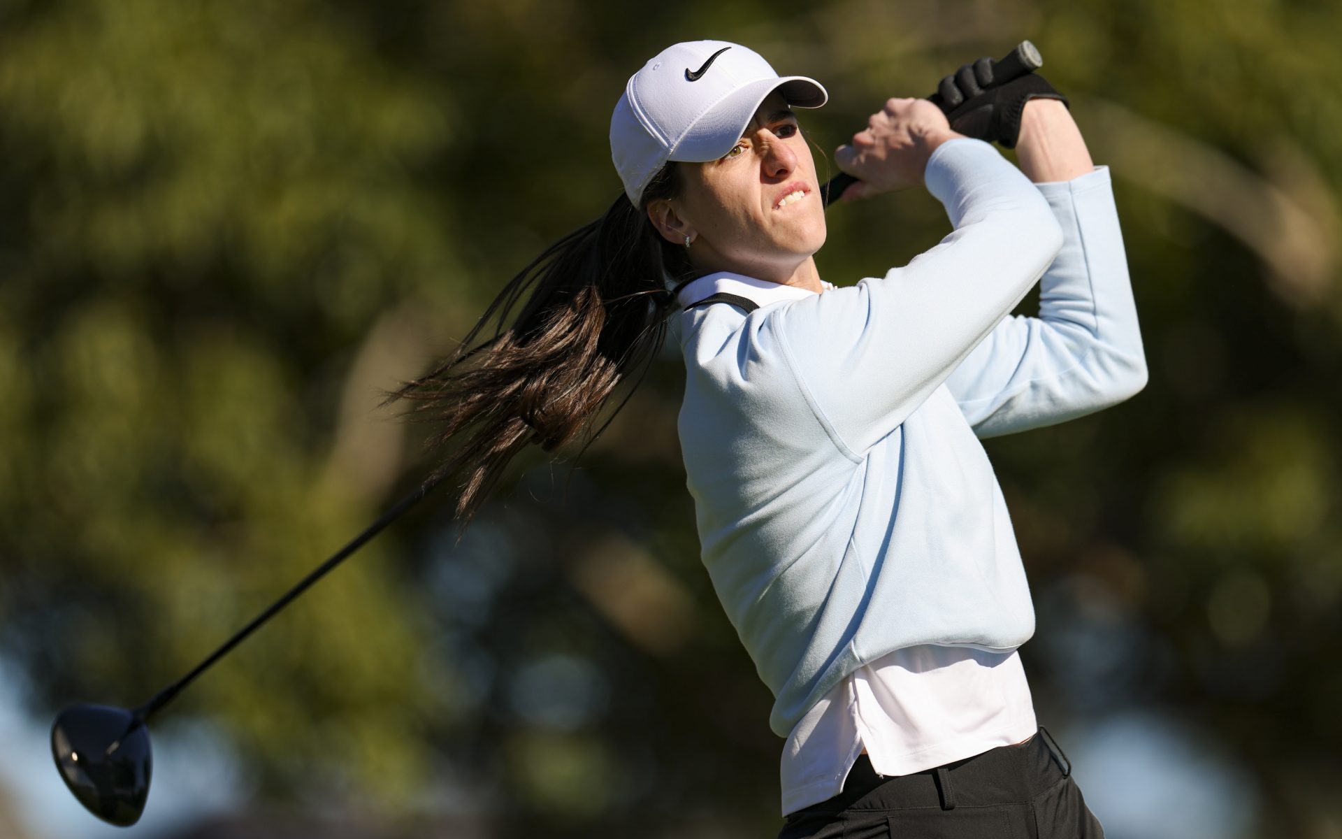 Nov 12, 2025; Belleair, Florida, USA; Indiana Fever guard Caitlin Clark (22) plays in the Annika Pro-Am golf tournament at Pelican Golf Club.