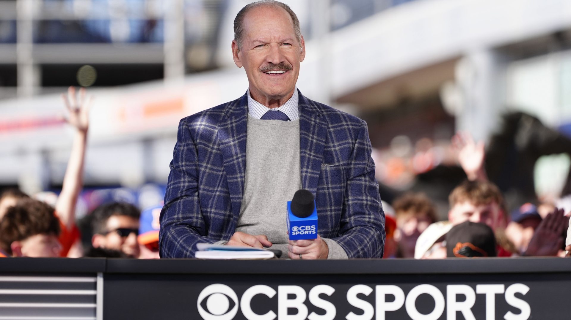 Nov 16, 2025; Denver, Colorado, USA; CBS sports broadcaster Bill Cowher before the game between the Kansas City Chiefs against the Denver Broncos at Empower Field at Mile High.