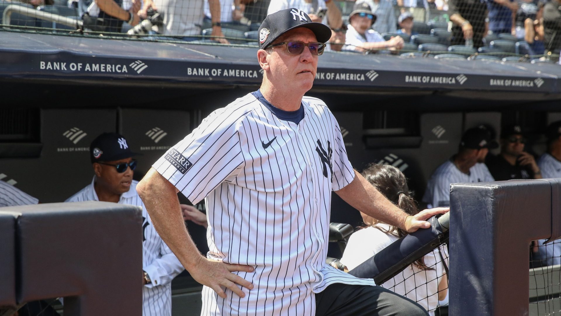 Aug 24, 2024; Bronx, New York, USA; Former New York Yankees pitcher David Cone at Yankee Stadium.