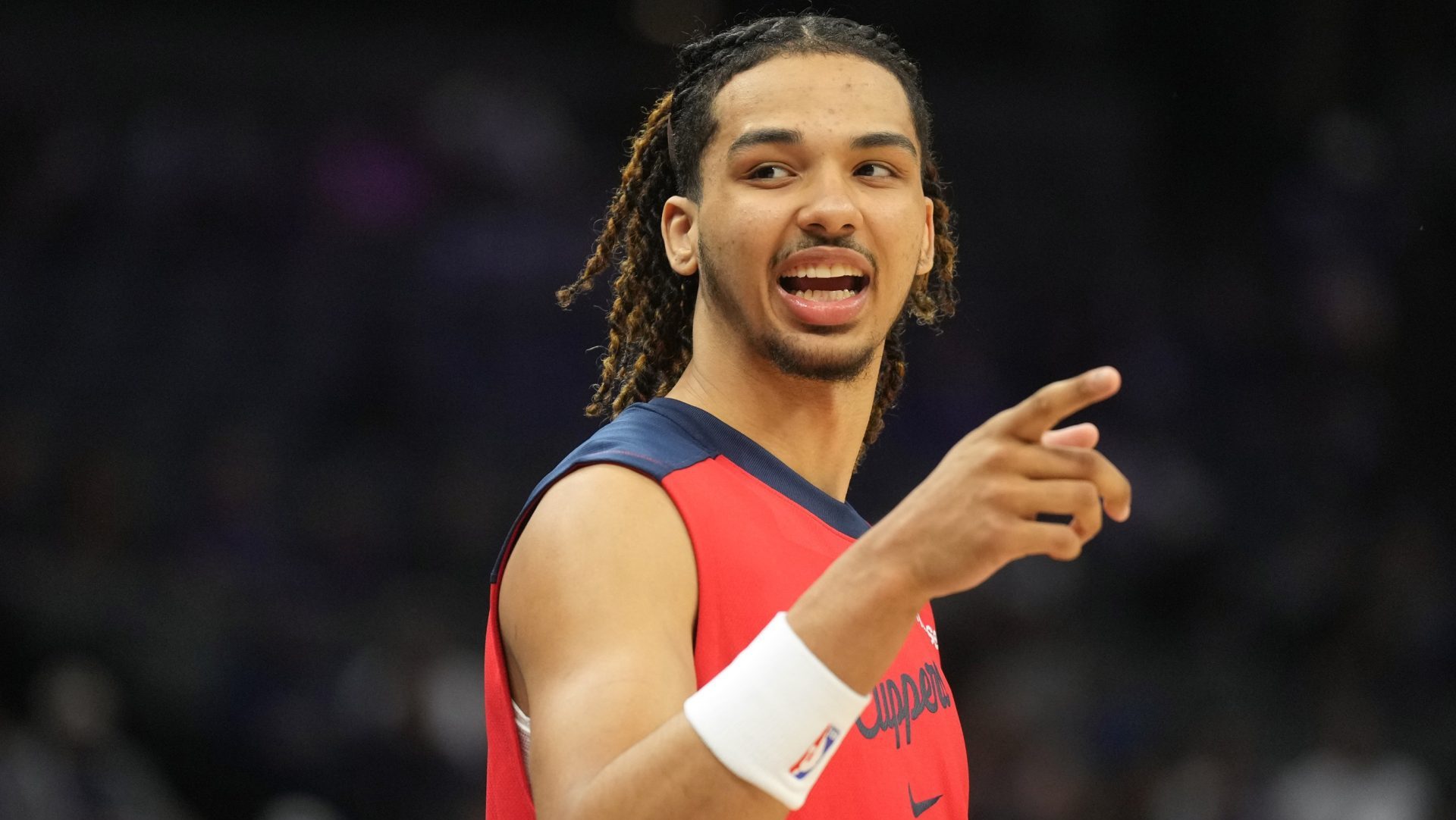 Apr 11, 2025; Sacramento, California, USA; Los Angeles Clippers guard Trentyn Flowers (9) before the game against the Sacramento Kings at Golden 1 Center