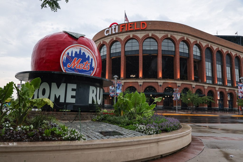 Jul 1, 2025; New York City, New York, USA; A general view out side of Citi Field. The game between the New York Mets and the Milwaukee Brewers was postponed due to impending weather.