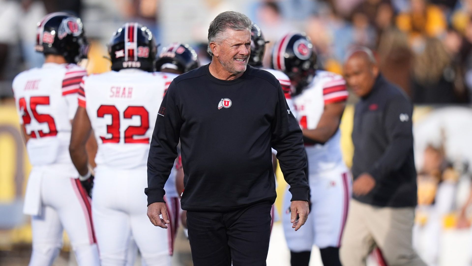 Sep 13, 2025; Laramie, Wyoming, USA; Utah Utes head coach Kyle Whittingham before the game against the Wyoming Cowboys at Jonah Field at War Memorial Stadium.