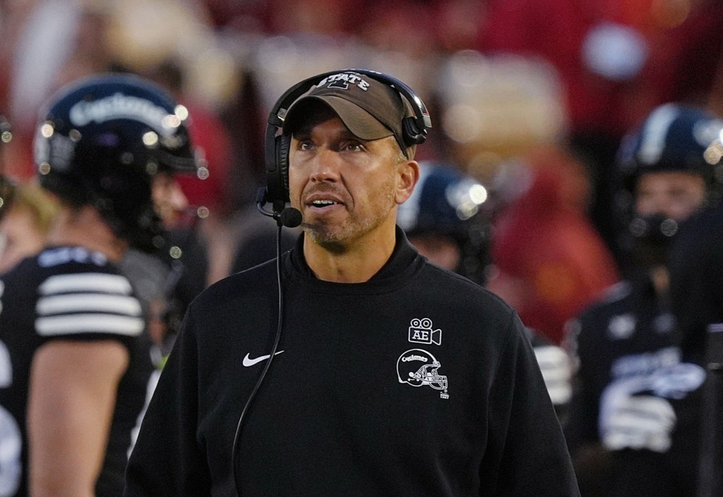 Iowa State Cyclones head coach Matt Campbell reacts during the fourth quarter against BYU at Jack Trice Stadium on Oct. 25, 2025, in Ames, Iowa.