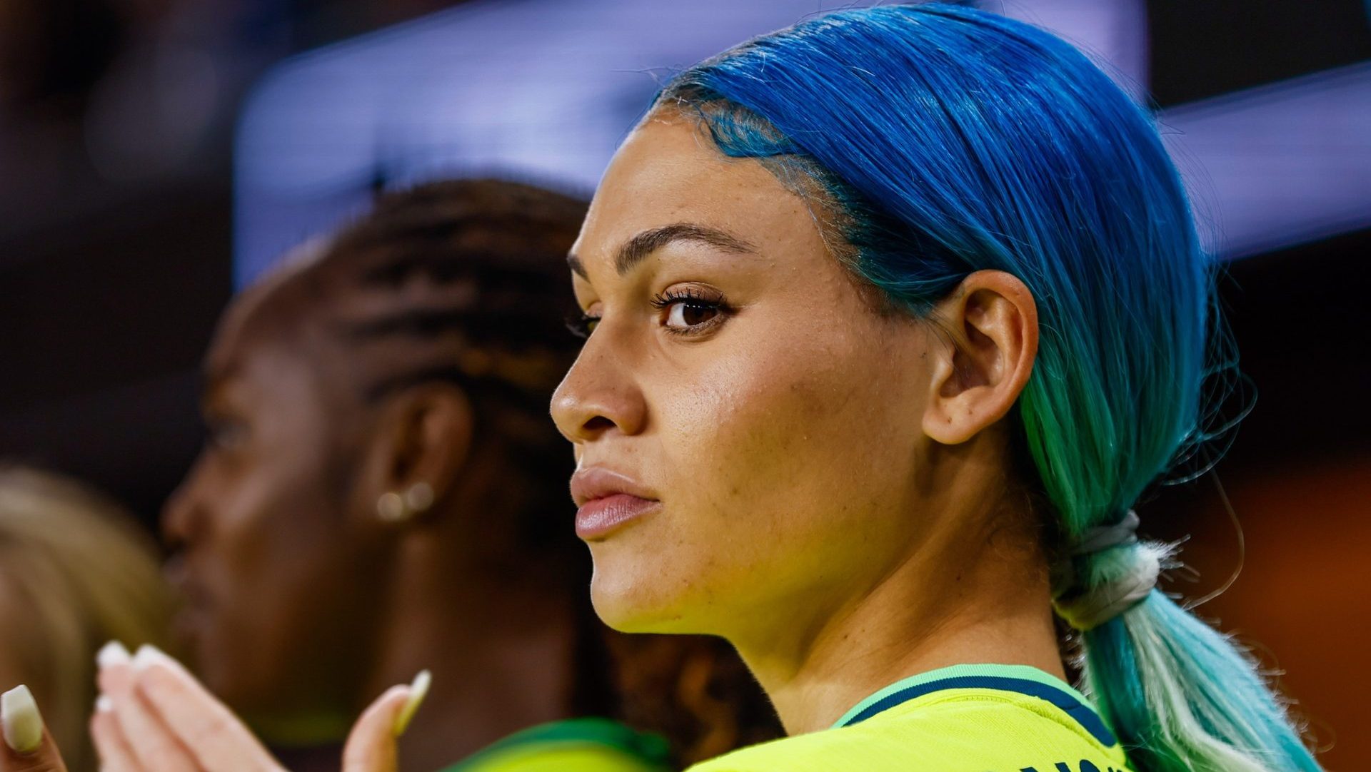 Nov 22, 2025; San Jose, California, USA; Washington Spirit forward Trinity Rodman (2) stands for the national anthem before the game against Gotham FC at PayPal Park
