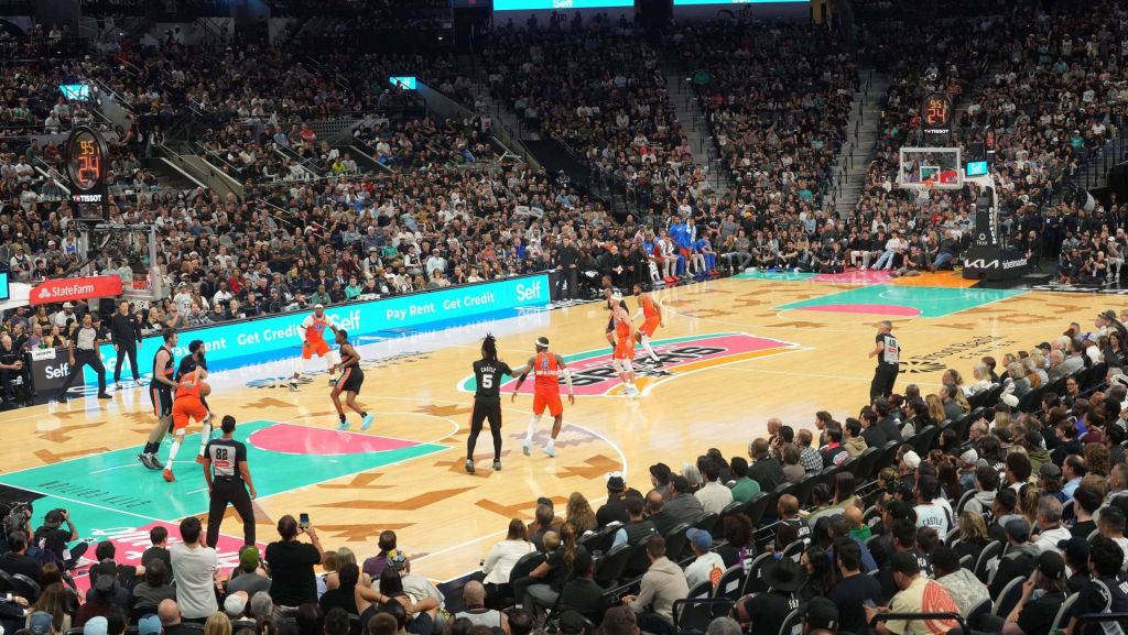 Dec 23, 2025; San Antonio, Texas, USA; Overall view of Frost Bank Center during the second half of a game between the San Antonio Spurs and the Oklahoma City Thunder.