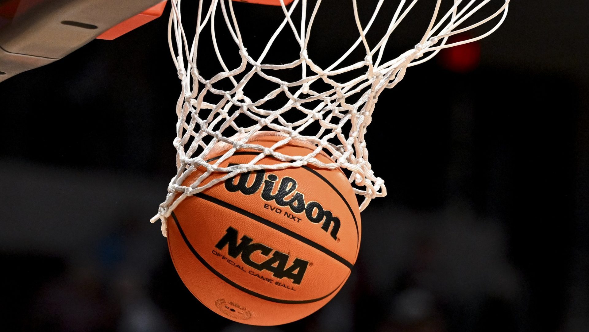 Nov 8, 2024; College Station, Texas, USA; A detailed view of an official game ball with the NCAA logo prior to the game between the Texas A&M Aggies and the East Texas A&M Lions at Reed Arena. The Aggies defeated the Lions 87-55.