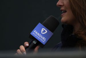 May 8, 2025; Denver, Colorado, USA; General view of a Fan Duel microphone jacket during the fifth inning between the Detroit Tigers against the Colorado Rockies at Coors Field.