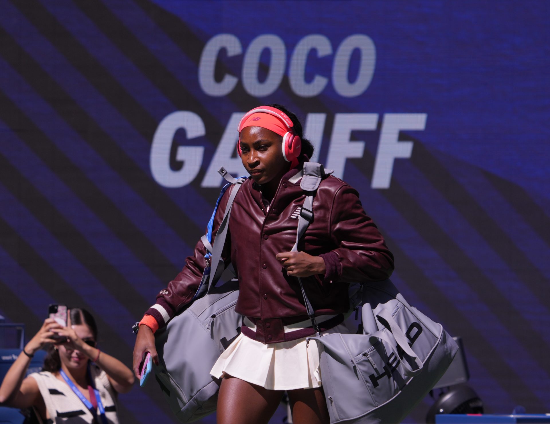 Aug 30, 2025; Flushing, NY, USA; Coco Gauff (USA) enters to play Magdalena Frech (POL) (not pictured) on day seven of the 2025 U.S. Open tennis tournament at the USTA Billie Jean King National Tennis Center.
