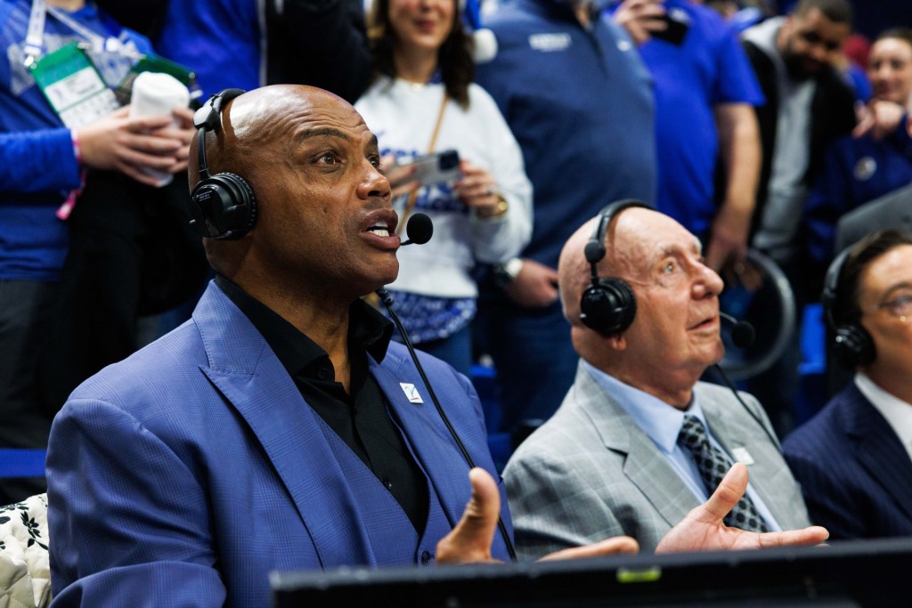 Dec 13, 2025; Lexington, Kentucky, USA; Charles Barkley interviews Kentucky Wildcats forward Mouhamed Dioubate after the game against the Indiana Hoosiers at Rupp Arena at Central Bank Center.