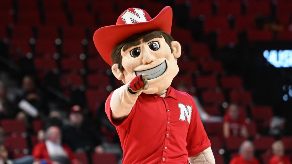 Dec 20, 2022; Lincoln, Nebraska, USA; The mascot of the Nebraska Cornhuskers performs during a break in the game against the Queens Royals in the second half at Pinnacle Bank Arena.