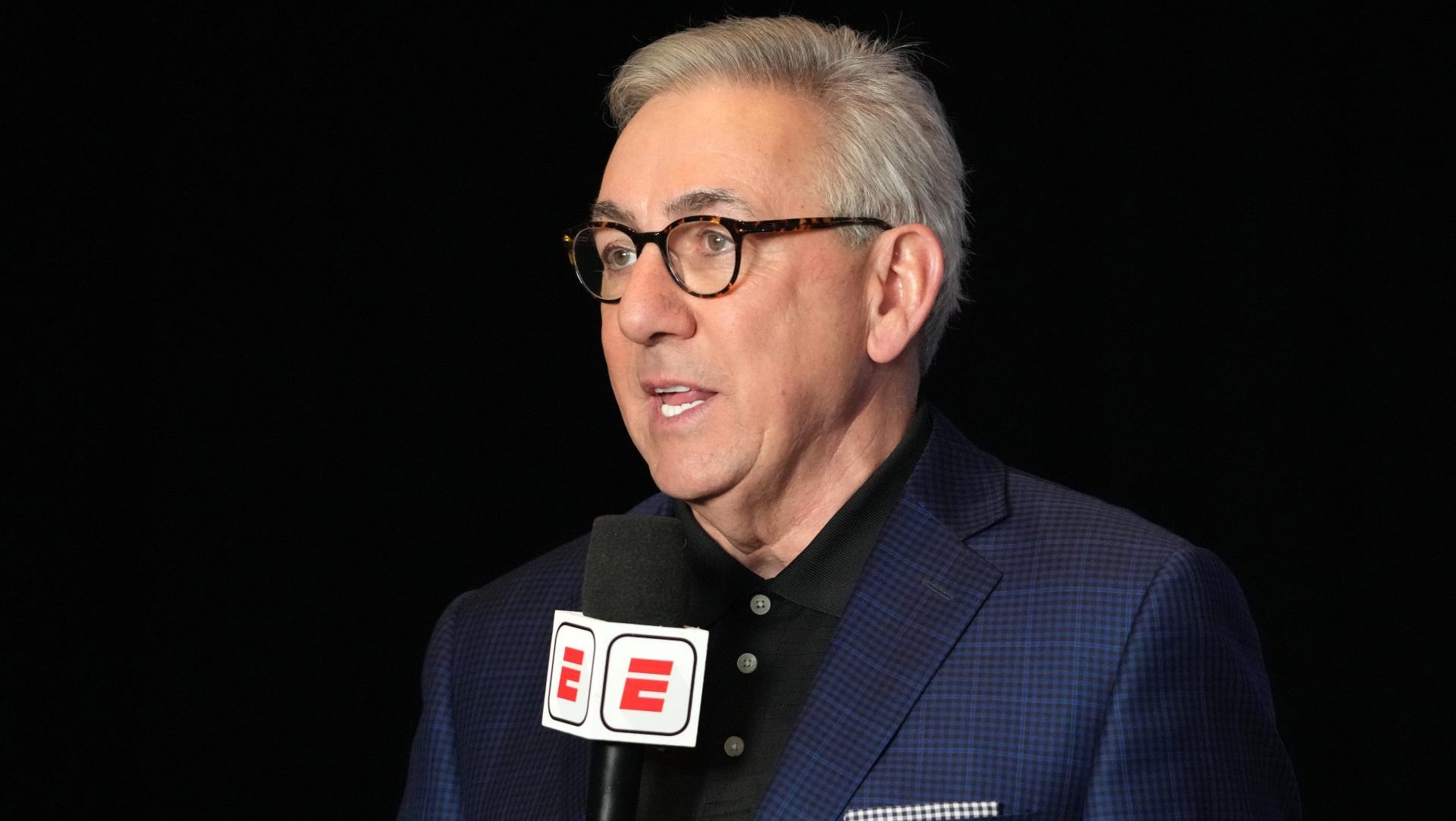 Feb 10, 2025; New Orleans, LA, USA; ESPN reporter Sal Paolantonio at the Super Bowl LIX Winning Head Coach and Most Valuable Player press conference at the Ernest N. Morial Convention Center.