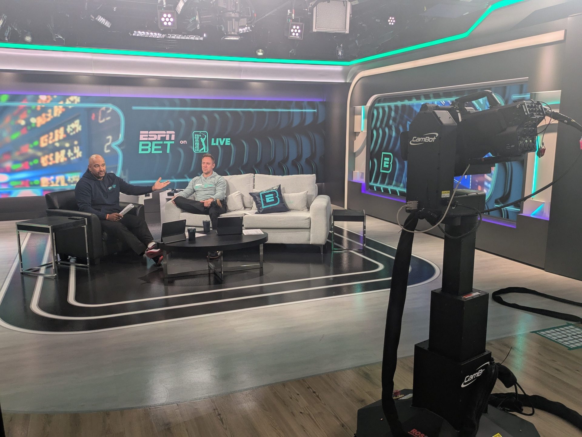 ESPN Bet broadcasts inside the PGA Tour Studios building in Ponte Vedra Beach, Florida, on March 14, 2025. [Clayton Freeman/Florida Times-Union]