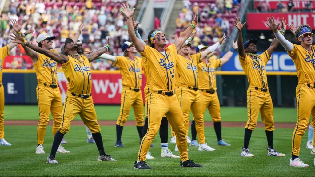The Savannah Bananas played the Texas Tailgaters at Great American Ballpark on Friday June 13, 2025. The game included music, dancing, non-baseball games, backflips and featured Reds players like Todd Frazier, Bronson Arroyo and Sean Casey. The Bananas will play the Texas Tailgaters again on Saturday to a packed Great American Ballpark.