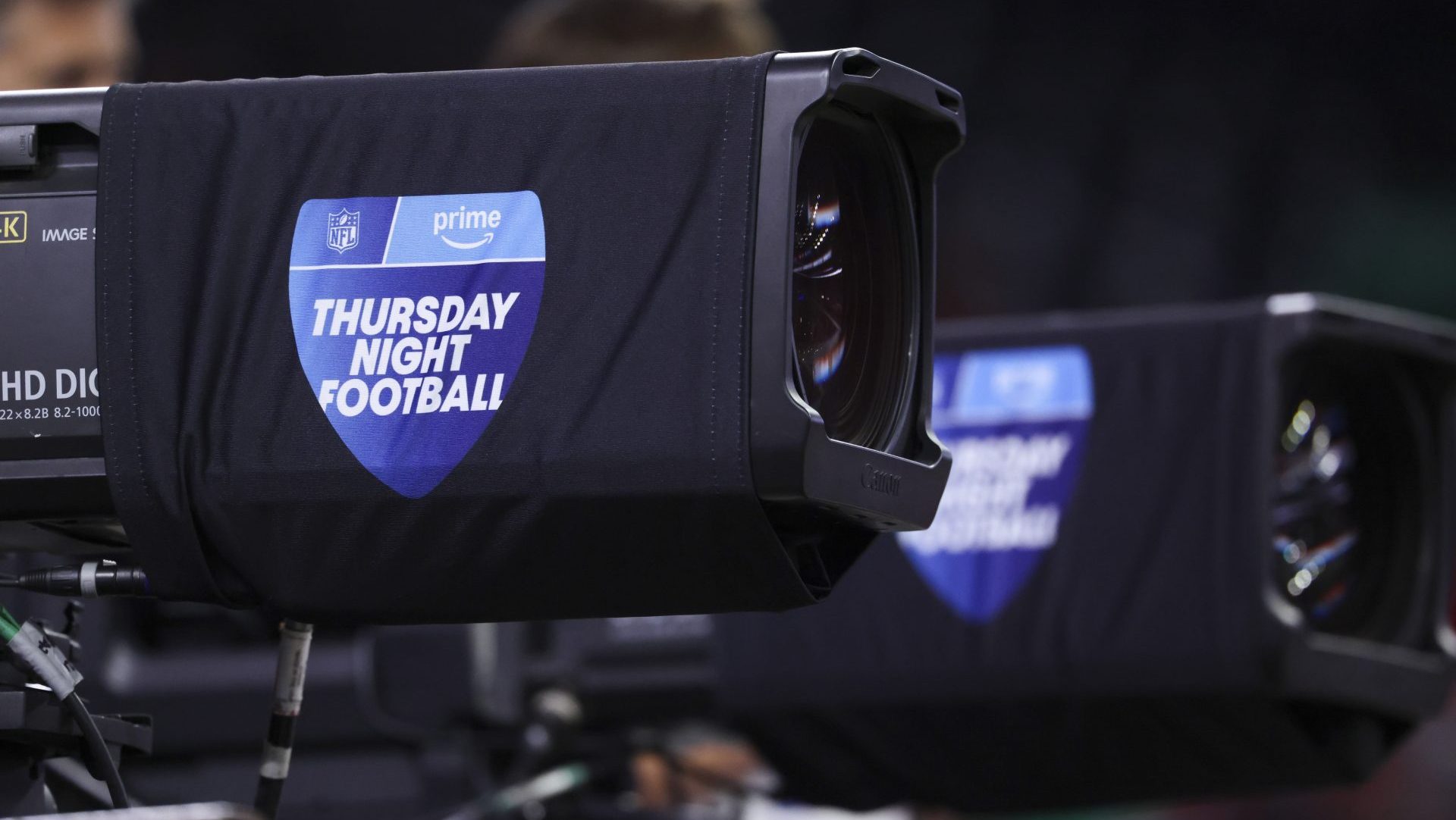 Nov 20, 2025; Houston, Texas, USA; General view of video cameras for Thursday Night Football before the game between the Houston Texans and the Buffalo Bills at NRG Stadium.