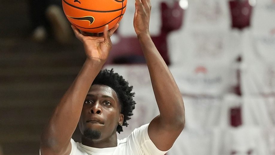 Jan 24, 2026; Tuscaloosa, AL, USA; Alabama center Charles Bediako (14) warms up before the SEC basketball game against Tennessee at Coleman Coliseum. Bediako was reinstated to play college basketball after winning a legal battle.