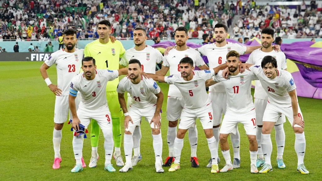 Nov 29, 2022; Doha, Qatar; The starting eleven or Iran pose for a photo before a group stage match against the United States of America during the 2022 World Cup at Al Thumama Stadium.